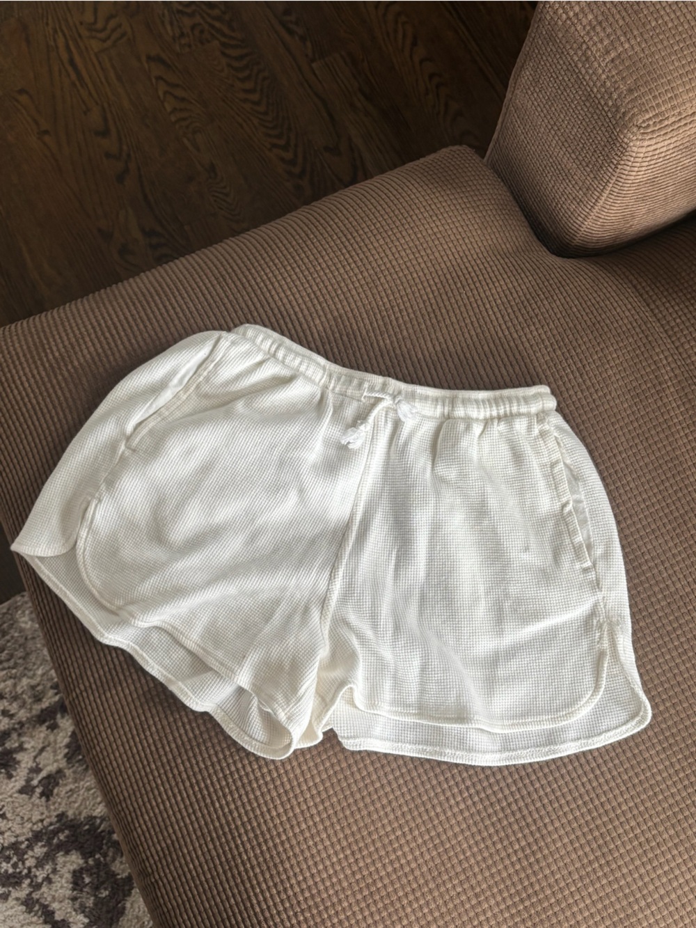 Brandy Melville Cream Waffle Knit Lounge Shorts